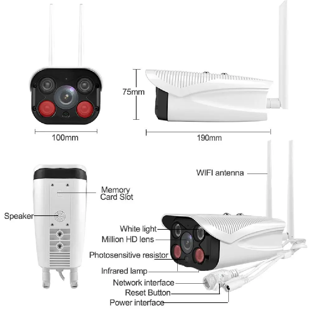 Уличная WiFi ip-камера HD1080P Камера Двойная 2,4G антенна ночного видения полноцветная Водонепроницаемая Домашняя безопасность двухсторонняя радио камера