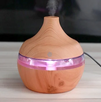 

USB Wood-grain Humidifier Mini Ultrasonic Static Air Purifier Aromatherapy Machine LED Night Lamp