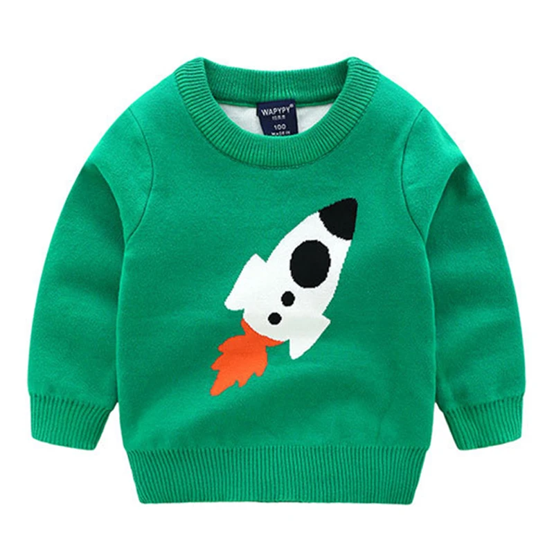 Для малышей Рождественский свитер для детей для маленьких мальчиков и девочек одежда для детей Топы, хлопок, детская одежда с мультяшными животными, детские свитера кардиган, пуловеры - Цвет: Rocket