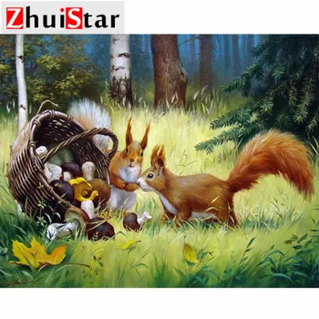 

5d diamond painting full square / round diamond embroidery hungry squirrel rhinestone diamond diy mosaic home decoration
