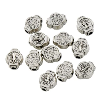 

Saint Beads Benedict Medal Cross Crucifix Metal Spacers 300pcs zinc alloy Beads Jewelry DIY L1802 7x9mm