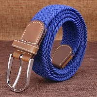 blue 1 шт. Женский Мужской ремень унисекс эластичный тканый кожаный ремень с пряжкой на талии эластичный пояс регулируемый Повседневный модный ремень - Цвет: blue