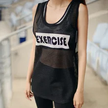 Женская быстросохнущая дышащая широкая свободная летняя майка в Корейском стиле, Спортивная блуза для похудения, для фитнеса, без рукавов, для бега, с дырочками