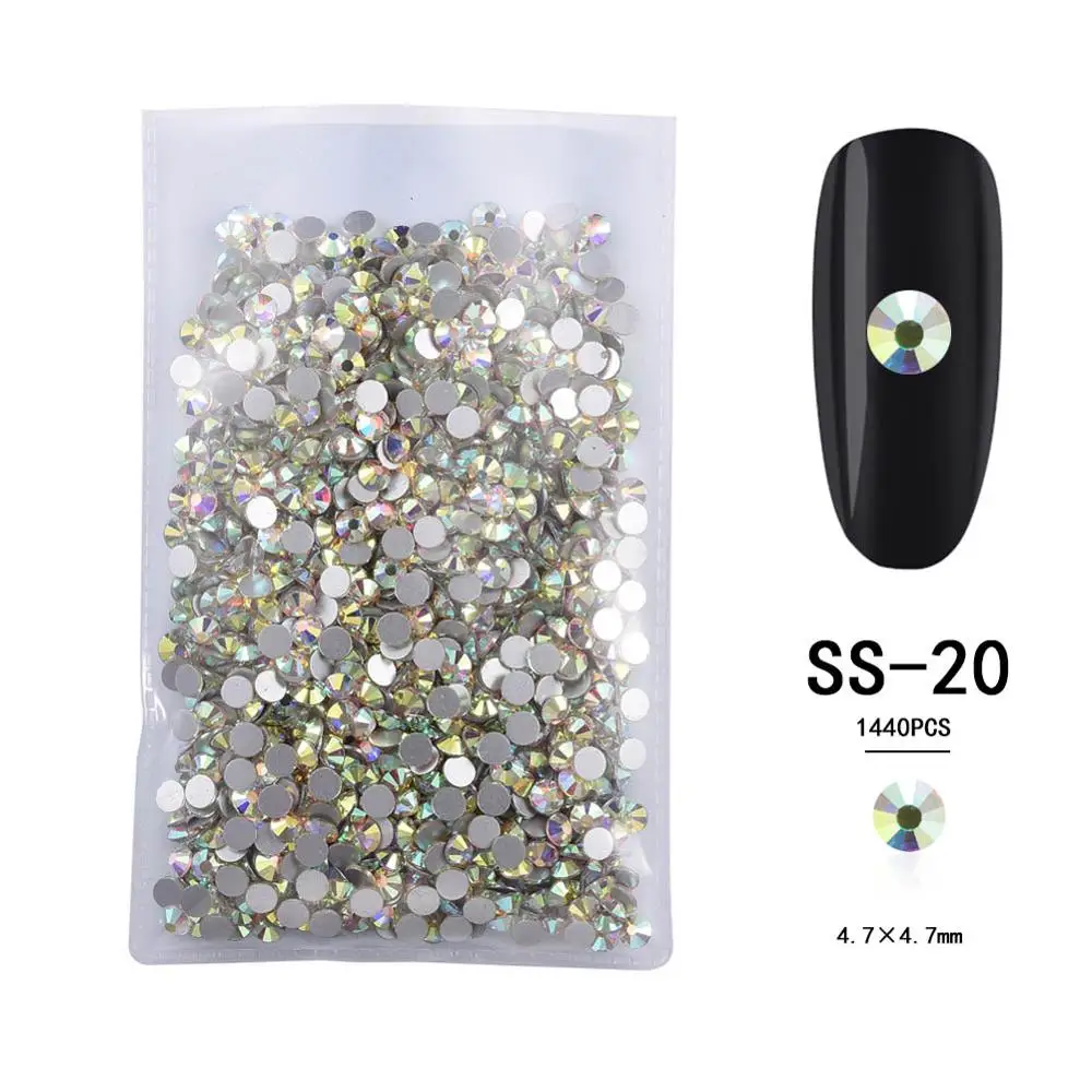15-ss20 SS4-SS20, 1440 шт, 3D украшение для ногтей, не исправление, плоская задняя сторона, стеклянные стразы для ногтей, аксессуары для маникюра, инструмент - Цвет: 15-ss20