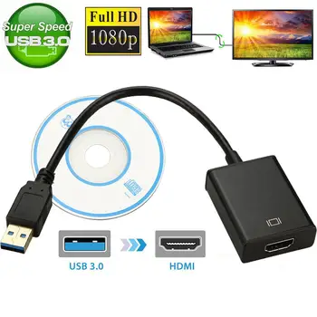 

USB 3.0 to HDMI Cable Converter HDMI Audio Video Converter Adaptor Cable for Windows 7/8/10 PC 1080P HDMI Converter Cable