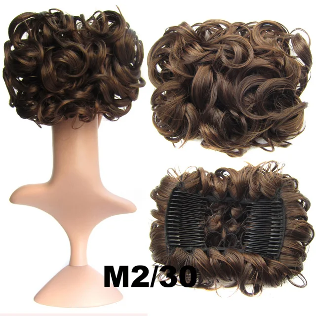 Similler короткие грязные кудрявые волосы булочка легко растягиваются расчески для волос заколки для наращивания шиньон поднос конский хвост шиньон - Цвет: M230