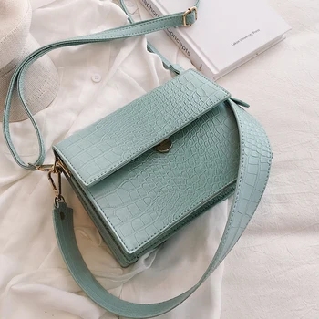

Luxury Brand Female Flip Square Bag 2019 New Quality Leather Women's Designer Handbag Crocodile pattern Shoulder Messenger Bags
