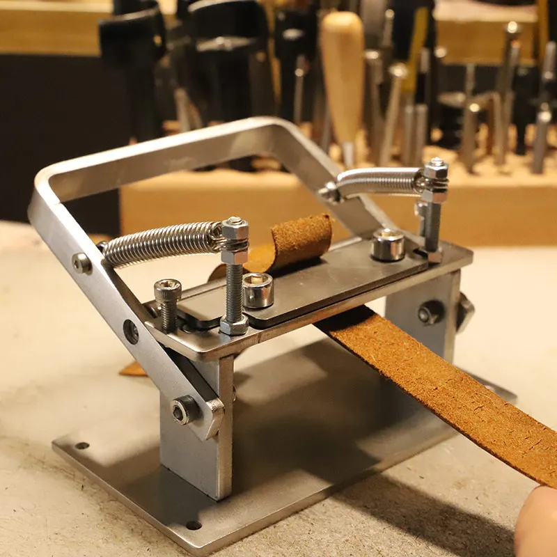 New Stainless Steel Craft Leather Strips Belt Manual Thinning Machine DIY Cutting Peeler Tools +8 Pcs Blades 10MM*18MM-5