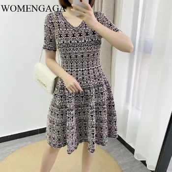 

loose NEW 2020 Summer Fashion Slim Micro-bomb Vintage Knitting Short Sleeve Womens Girl Female Dress Dresses N001
