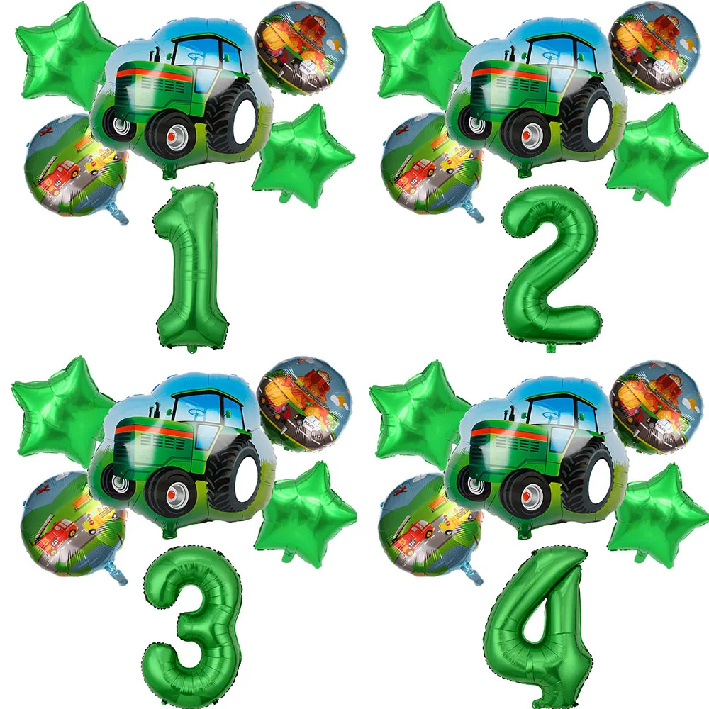 6pcs Tractor Foil balloons 32 inch Number Balloon Farm Bulldozer Ice Cream Car Birthday Party Decorations Kids Toys Baby Shower | Дом и сад