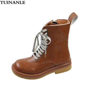 preço Tuinanle Boot Feminino Macio Couro Do Plutônio Botas De Tornozelo Plataforma Botas Da Motocicleta Dedo Do Pé Quadrado Feminino Outono Sapato Mulher Goth Botas Curtas