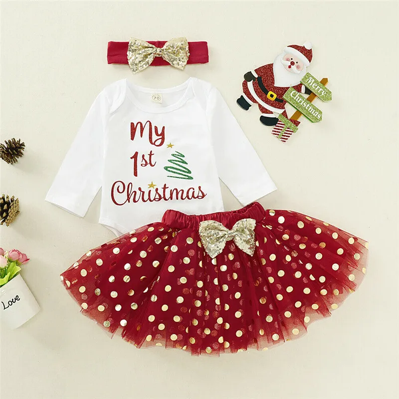 Pudcoco/комплект для новорожденных; Одежда для младенцев; боди с длинными рукавами для маленьких девочек; рождественские боди с юбкой-пачкой; Рождественский наряд - Цвет: Многоцветный