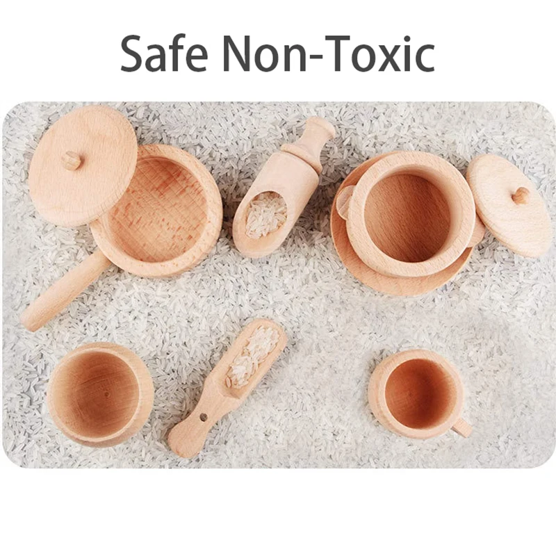 Baby Wooden Kitchen Toys Set Montessori Cutlery Pretend Play Game Early Education Simulation Kitchenware Toy Fine Motor Training