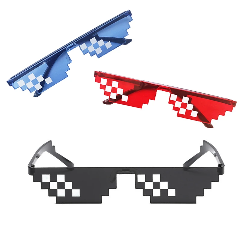 Thug Life Mosaic Glasses Sunglasses Men Women 8 Bit Coding Pixel Trendy  Cool Super Party Funny Vintage Shades Eyewear - Driver Goggles - AliExpress