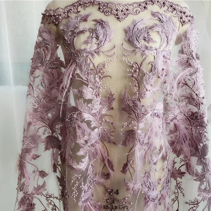 Трехмерная перьевая вышивка ногтей бисером роскошная кружевная ткань цветок и аксессуары для одежды ткань с блестками