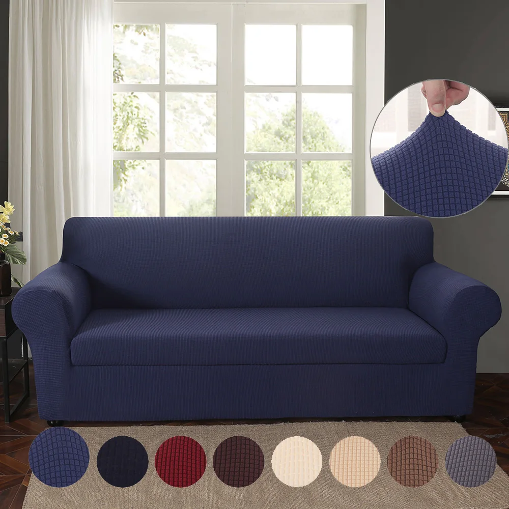 

Solid Color Jacquard Stretch Sofa Cover For Living Room Sofa Cover Elastic Set 2PCS Sectional Cushion Corner Cover Slipcover