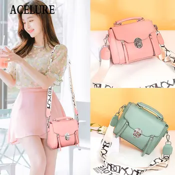 

ACELURE New Zipper Hasp Solid Color Small Handbags Women's Fashion Shoulder Crossbody Bag Ladies PU Messenger Bags Satchels