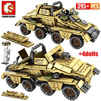 

SEMBO WW2 German Armored Car Model Bricks Military Tank Technic Assault Trucks Building Blocks Educational Toys For Boys