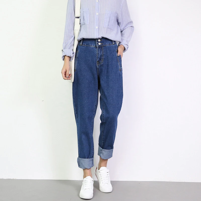 

JRNNORV Women Jeans High Waist Loose Softener Denim Harem Pants Ankle Length Pans Jeans Femme Plus Size XL-5XL