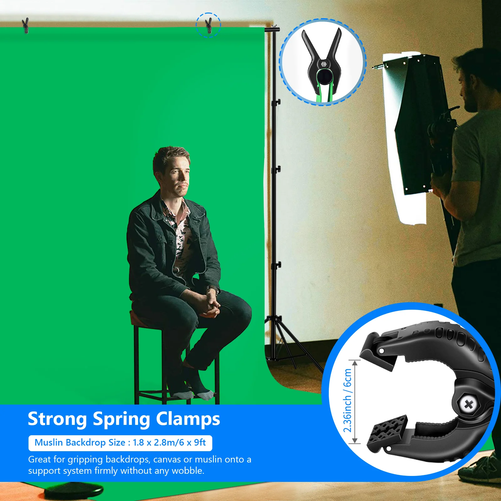 Neewer Backdrop 400W 5500K Continuous Umbrella Studio Lighting Muslin Chromakey Green Screen and Backdrop Stand Support System