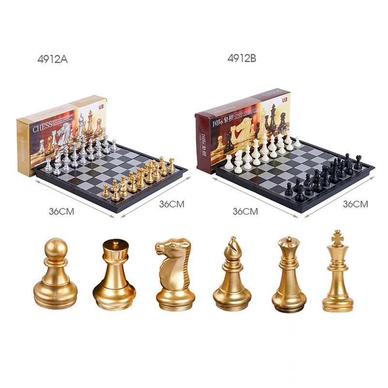 

Magnetic Chess Foldable Board Puzzle Board Game Toy Chess Wood Box International Chess for Children