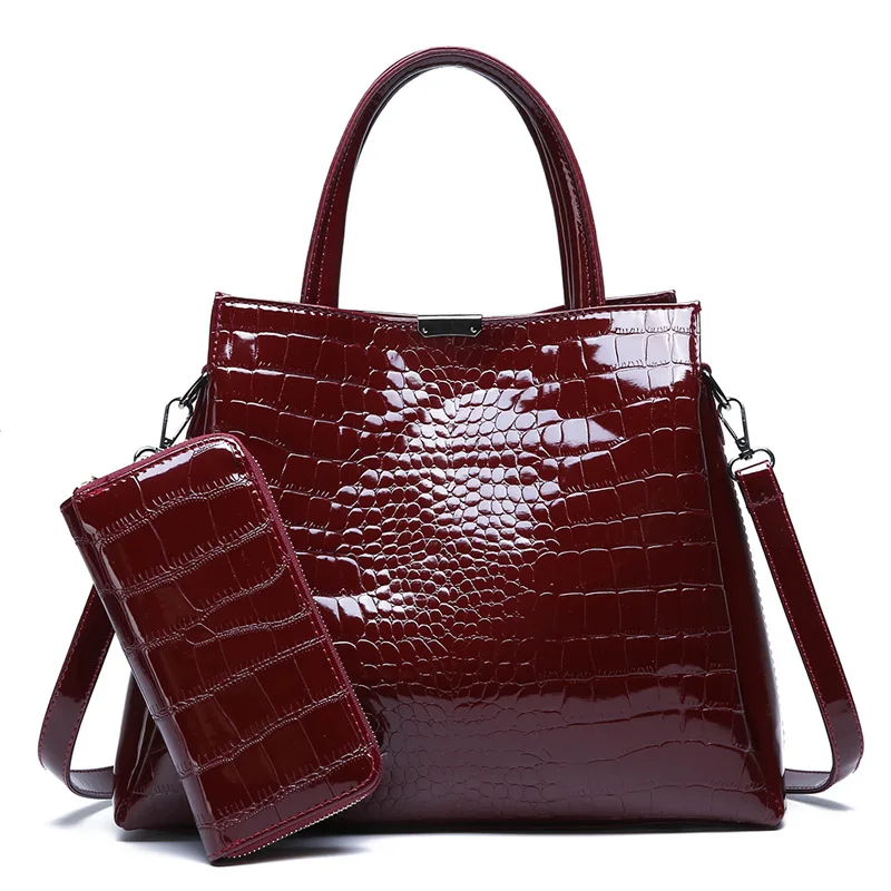 

Bag Women's 2019 New Style Europe And America Patent Leather Alligator Print Handbag Fashion Glorious Shoulder WOMEN'S Bag Send