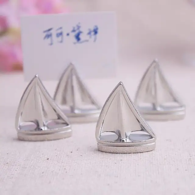 200pcs Sail Boat Silver Beach Theme Place Card Holder Unique and Elegant Wedding Party Gifts