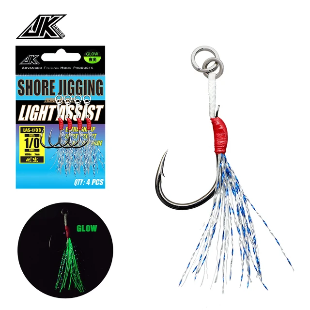 JK LAS-B Fishing Luminous Single Assist Hook Set Iseama Hooks High