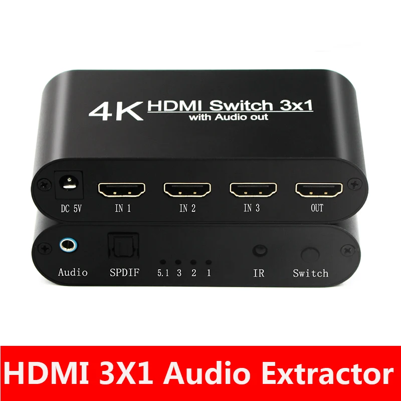 

HDMI Audio Extractor Converter 5.1CH/ 2CH Audio Splitter 4k Stereo Analog HDMI to HDMI Optical SPDIF Adapter Converters