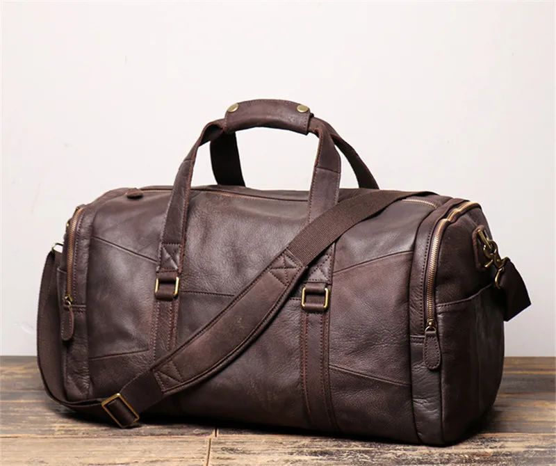Waliicorners Highend Large Vintage Genuine Leather Business Men Travel Bags Shoulder Messenger Duffle Bag 41 13007865514_1180834914