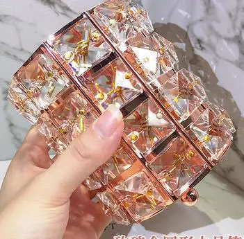 Держатель для кистей для макияжа, коробка для хранения кистей для ногтей, держатель для ручек, косметическая сумка для кистей, инструменты для макияжа, Кристальные кисти для макияжа, Органайзер - Handle Color: Rose red