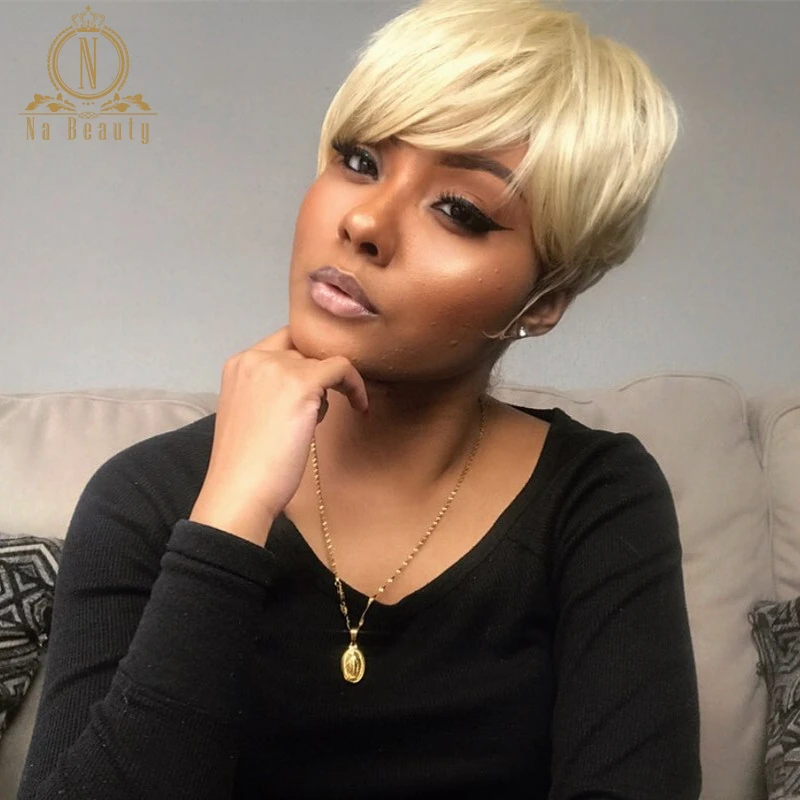 Короткий парик Pixie Cut 613 блонд 13х6 человеческие волосы спереди короткий бордовый