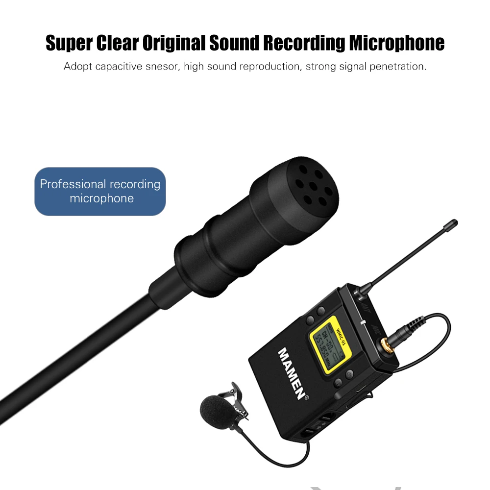 MAMEN WMIC-01 60 м Диапазон конденсаторный микрофон UHF двухканальный цифровой беспроводной микрофон Система один передатчик один приемник