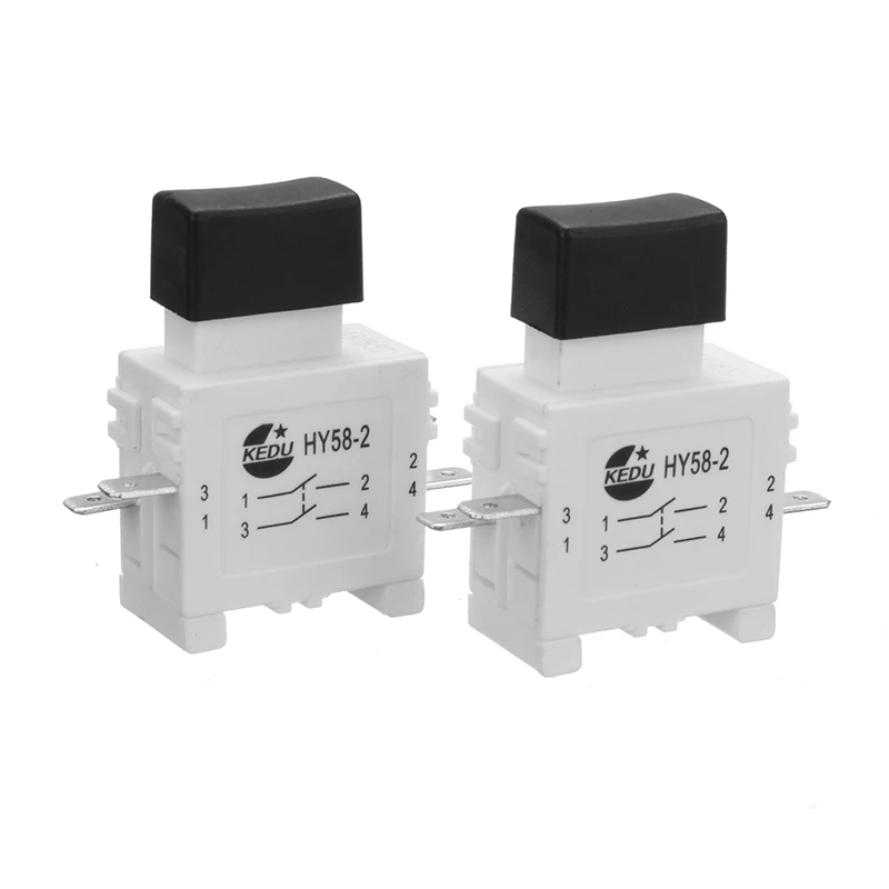 

Hot New 2Pcs KEDU HY58-2 16/19A 250/127V 4PinsElectric Power Tool Pushbutton Dustproof Lock Off Trigger Button Switch with Brake