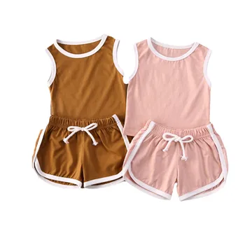 

Hot Sale Summer Children Clothes Set Baby Boys Girls Casual Outfits Suit For Sport Sleeveless Top+Short Pants Summer Sunsuit