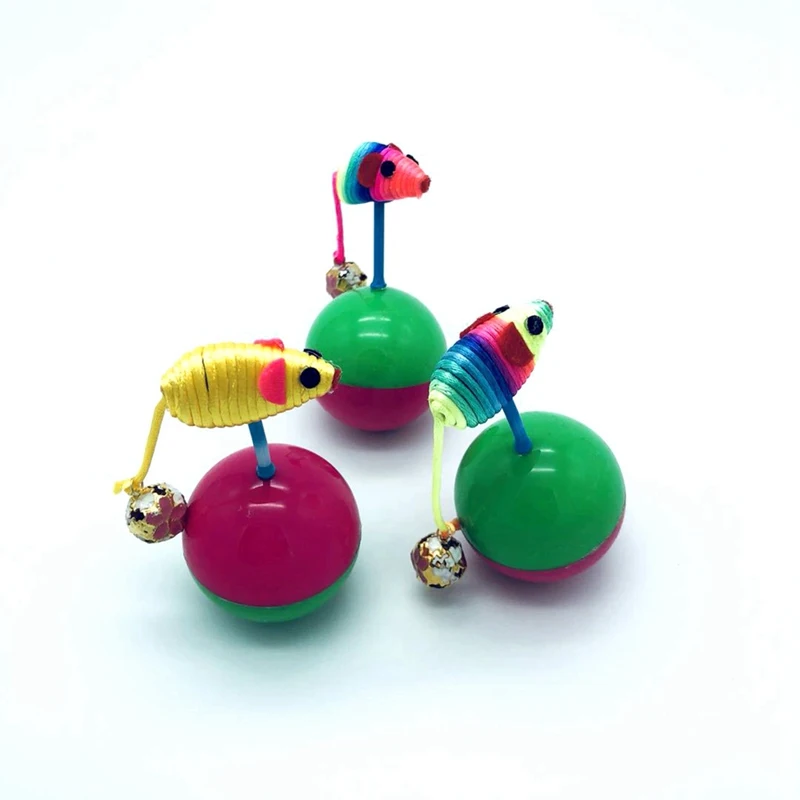 

Color Random Pet Pet Toys Cat Plush Mouse Tumbler with Rolling Ball Toy Cats Tease Bell Colorful