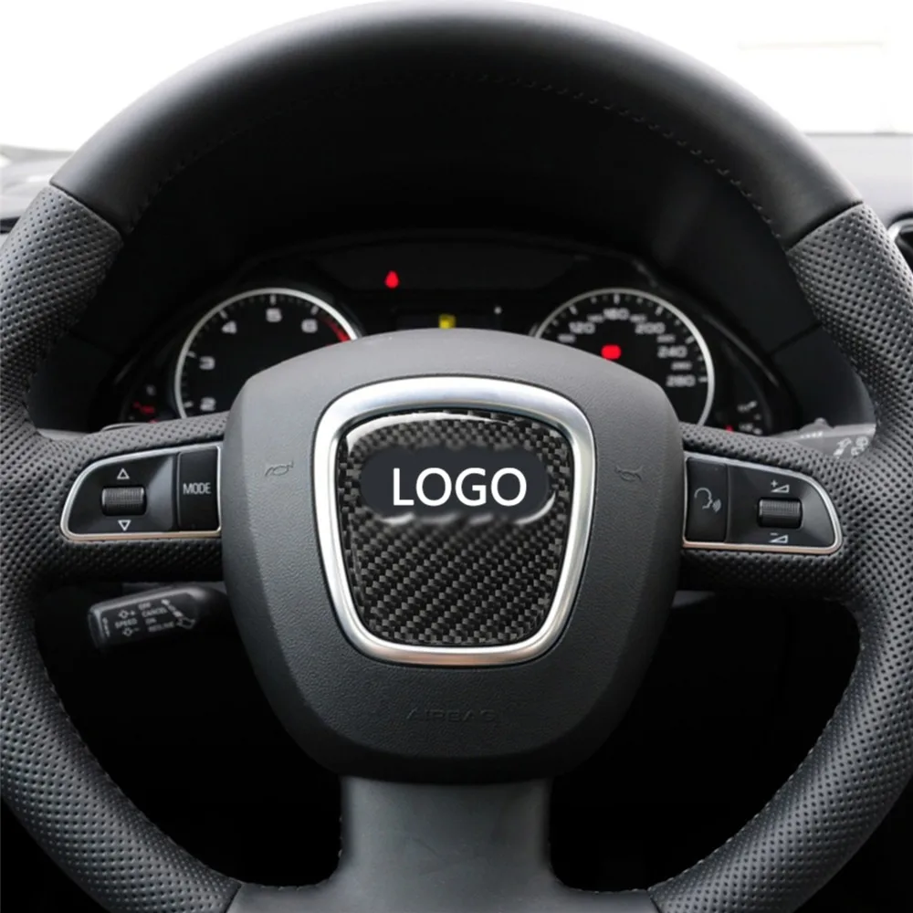 Carbon Fiber Car Steering Wheel Ring Trim Sticker Logo Decals Cover Decoration For Audi A3 8V A4 B8 Q3 Q5 8R Q7 SQ7 Auto Styling (11)