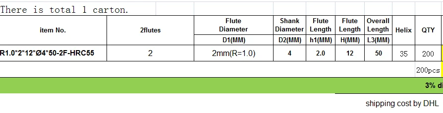 1 пакет(200 шт)-DHL,, длинные концевые фрезы hrc55