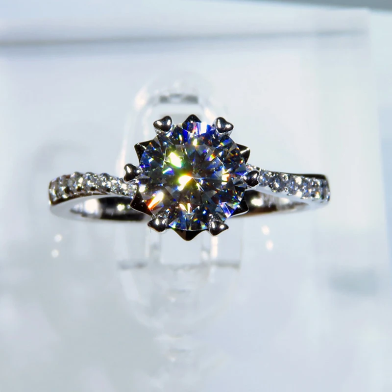 Романтическое кольцо в форме цветка из белого золота 14 к, Муассанит, 1ct 2ct 3ct, ювелирные изделия на заказ, юбилейное обручальное кольцо