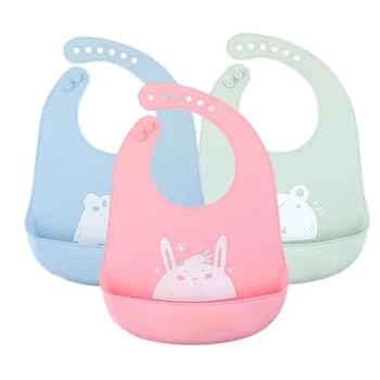 

Cute Cartoon Waterproof Baby Silicone Bibs Infant Newborn Burp Cloths Toddler Kids Adjustable Feeding Apron Saliva Bandana