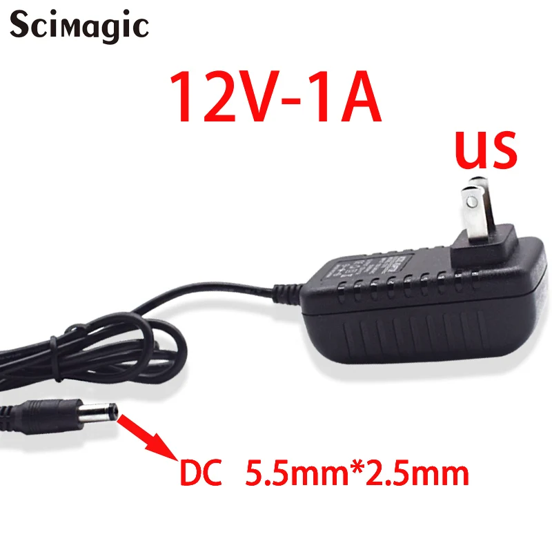 AU US EU 12V 1A AC / DC адаптер Регулируемый источник питания универсальный зарядное