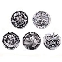 20 шт Новое поступление оснастки Ювелирный Набор Винтажный круглый металлический крест Древо жизни 18 мм оснастки кнопки подходят к кожаной серебряной защелке браслет