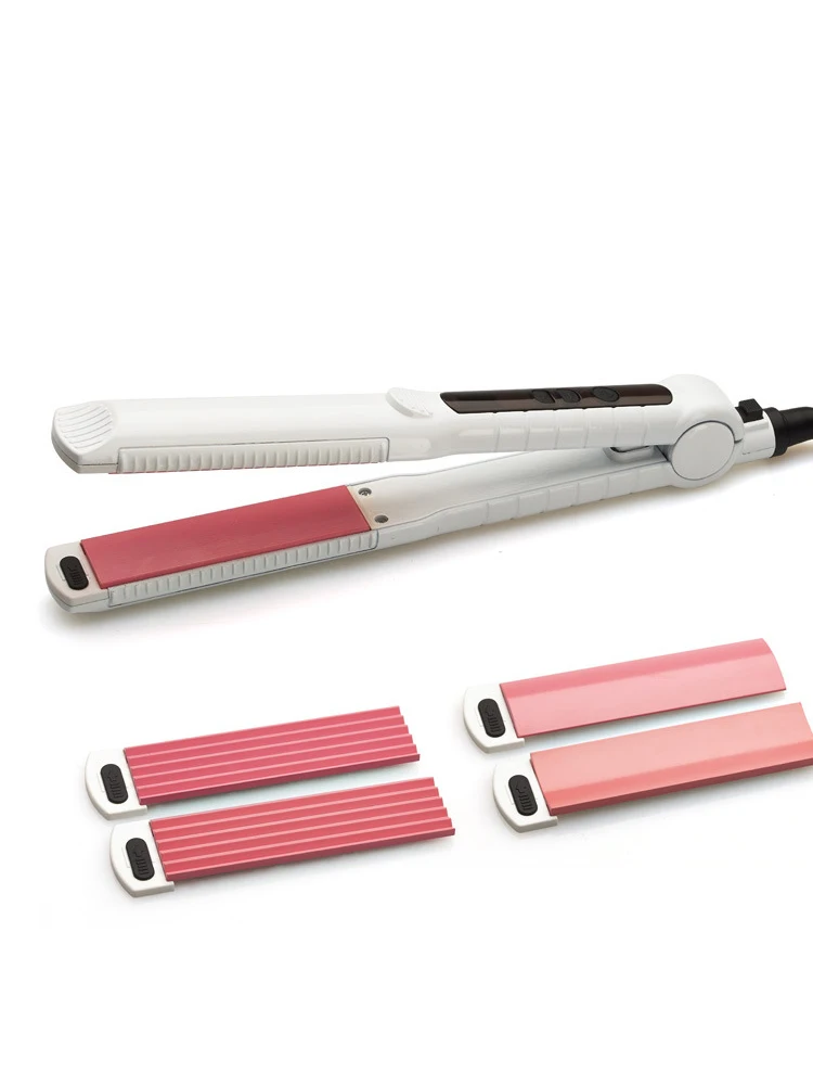 Professional Hair Straightener Change Plate Thermostat Straight Hair Three-in-one Function, Straight Curls, Corn Clips