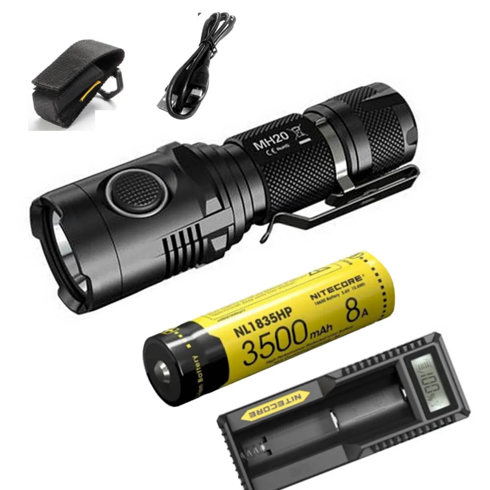 NITECORE MH20 Micro-usb зарядка вспышка CREE XM-L2 U2 Макс 1000 люмен луч бросок 220 м Спорт на открытом воздухе фонарь тактический фонарь - Испускаемый цвет: MH20 NL1835HP um10
