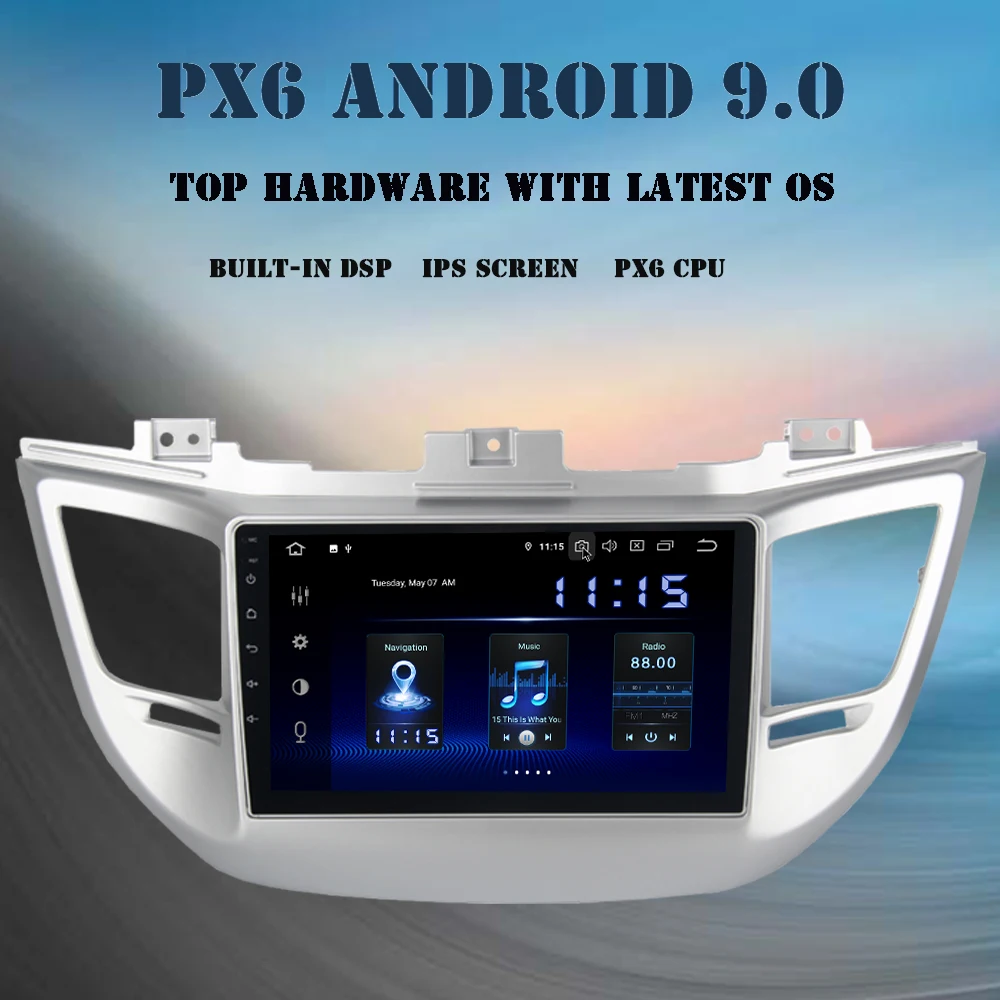 10," ips Android 9,0 автомобильный радиоприемник gps для hyundai Tucson DSP HDMI PX6 мультимедийный плеер 4 Гб+ 64 Гб навигация wifi TB