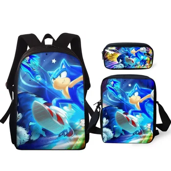 

School Backpacks Kids Cartoon Sonic Print School Bags Teenagers 2020 New Fashion Shoulders Book Bags Mochila Plecak Szkolny