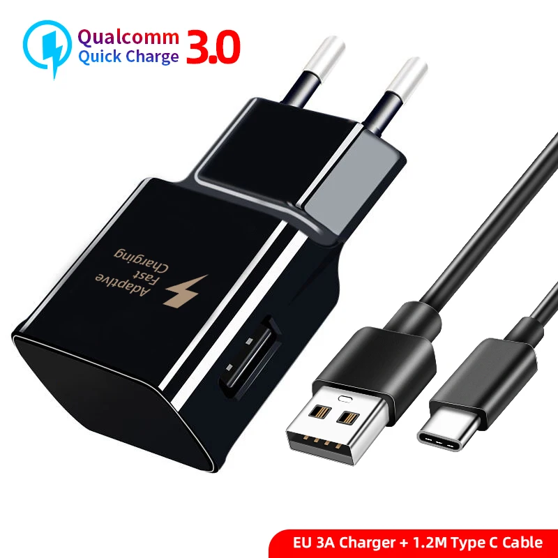 USB C для samsung S8 S9 plus зарядное устройство для мобильного телефона usb type C адаптер для путешествий Оригинальное быстрое зарядное устройство Note8 S9 S8 C5 устройства - Тип штекера: 3A EU Charger Cable
