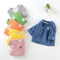 Winter/Autumn Baby Girls Boys Cardigan Sweater Tops Solid Children Clothing Newborn Infant Kids Baseball Jackets Coats Outerwear 2