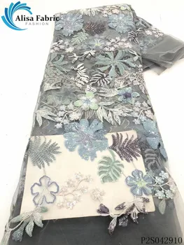 

Alisa fashion french tulle lace fabric embroidery with sequins 5 yards/pcs african net laces nigerian fabrics for garment sewing