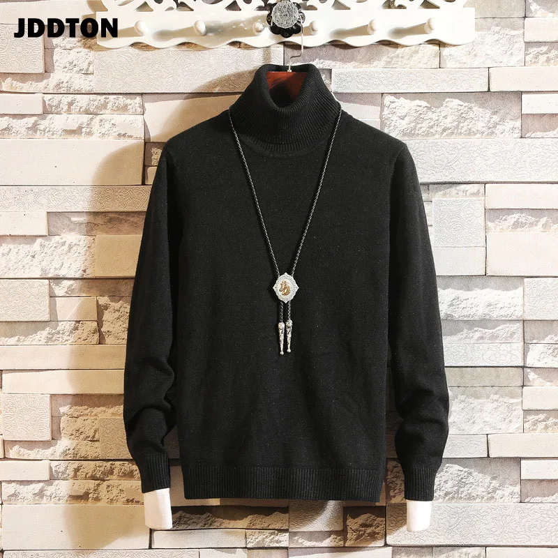

JDDTON Men's Turtleneck Sweater Turtleneck Man Streetwear Solid Knitted Casual Sweaters Turtle Neck Pullover Male Clothing JE170